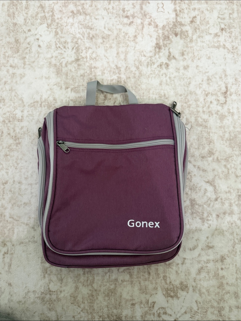 Onex Travel Toiletry Bag in Plum with Gray Accents